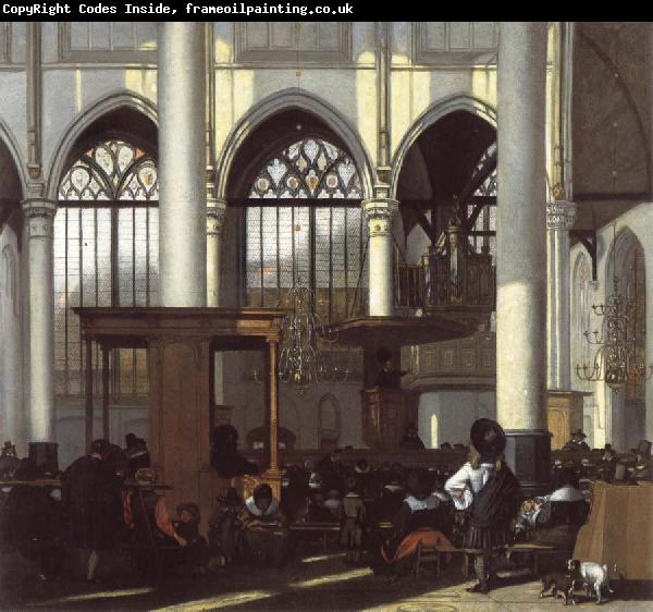 WITTE, Emanuel de The Interior of the Oude Kerk,Amsterdam,During a Sermon
